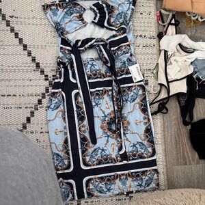 Elegant Blue Patterned Dress